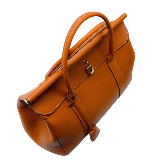 LORO PIANA WARM TAN LOOM L32 SMOOTH CALFSKIN ROUNDED LEATHER TOTE BAG - Picture 4 of 16